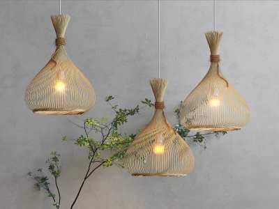 侘寂竹编吊灯3D模型下载